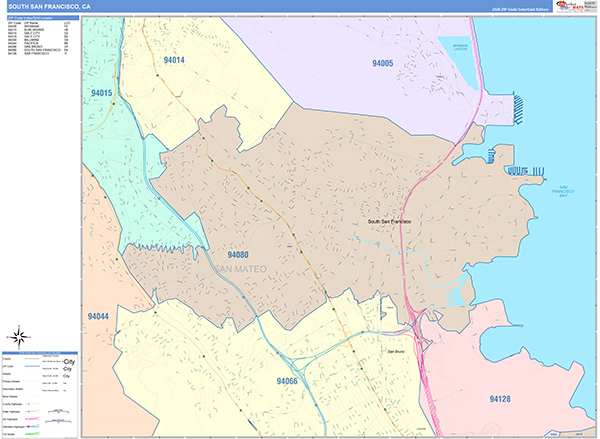 South San Francisco Wall Map